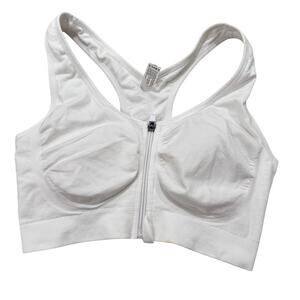 Velocity White Front Zip Seamless Racerback Sports Bra Size L